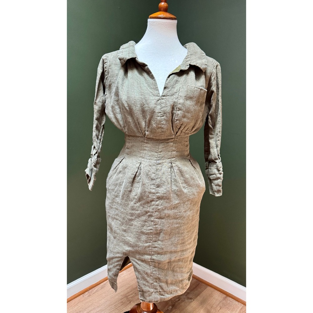 ASM Collection Green Collared Dress Women's Size‎ M
